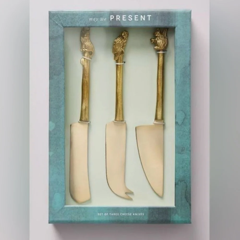 NIB Lovis Woodland Cheese Knives, Set of 3 (Anthropologie)